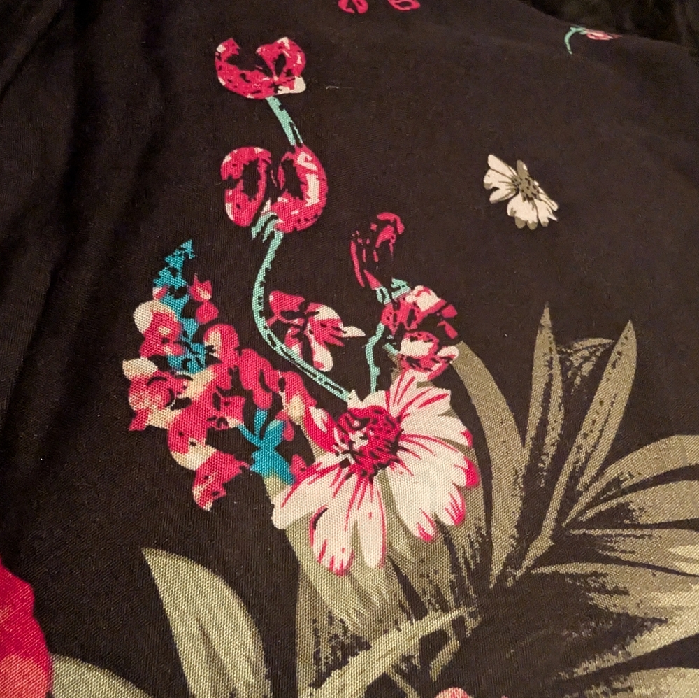 Emery Rose XXL Black Floral Flutter Sleeve Boho Dress Plus Size 2XL - Picture 5 of 5
